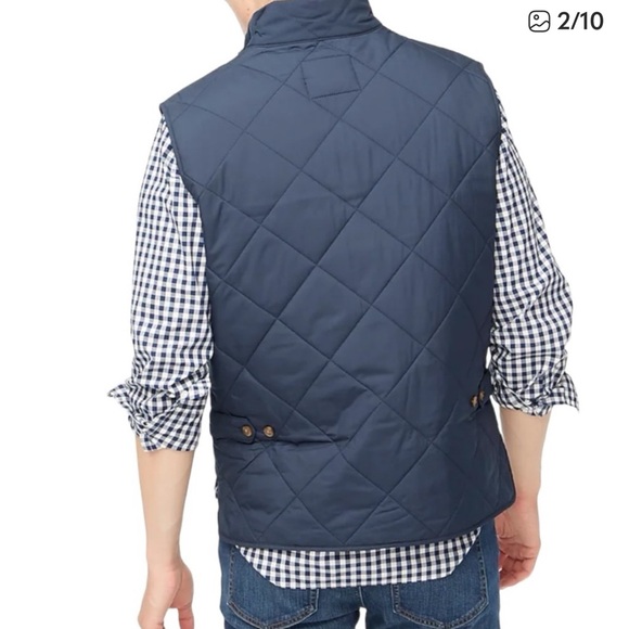 J. Crew Men's Quilted Walking Vest in Navy, Tan Interior, Size Large - Picture 2 of 7